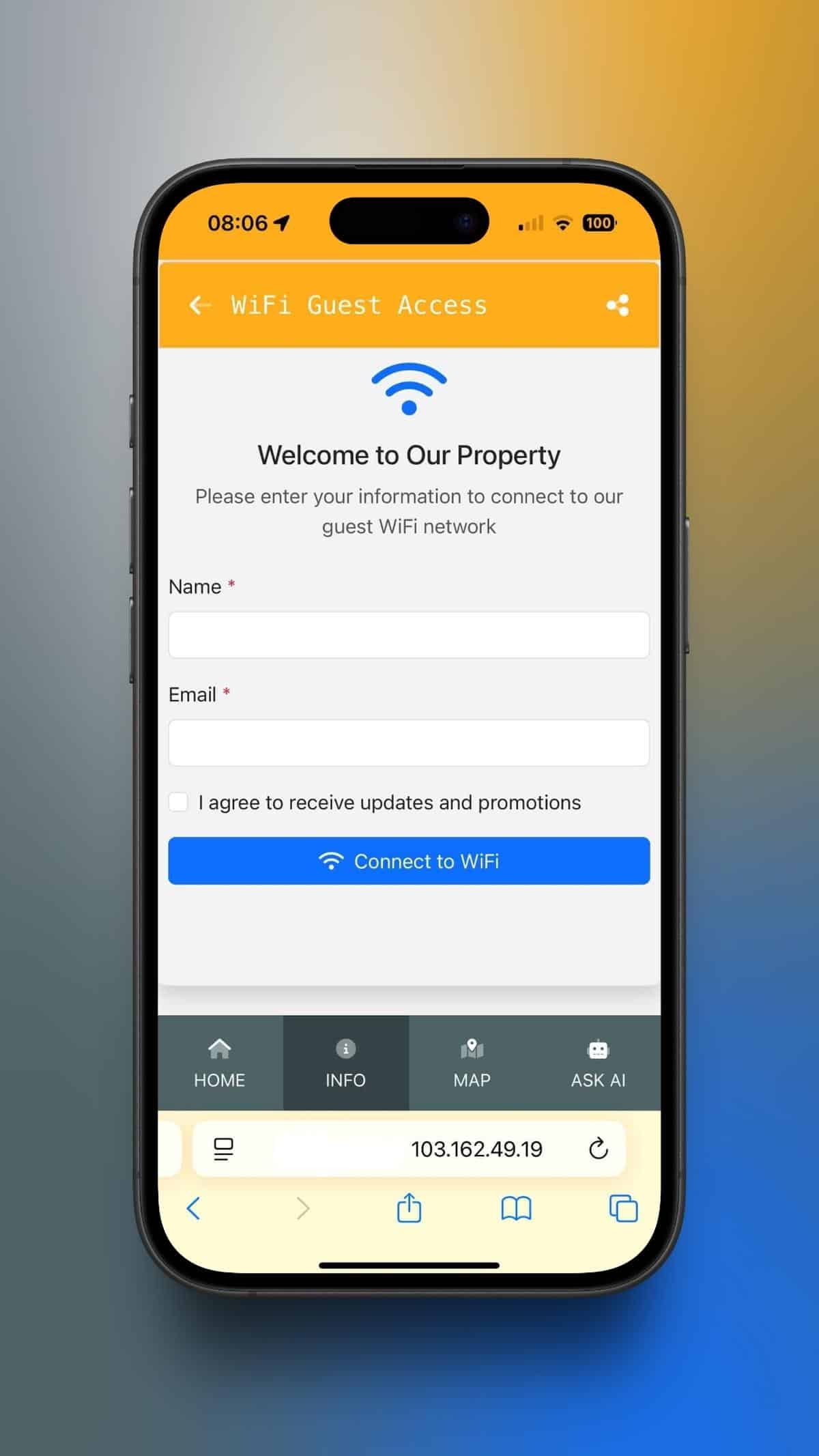 Better Gateway Captive Portal on iPhone